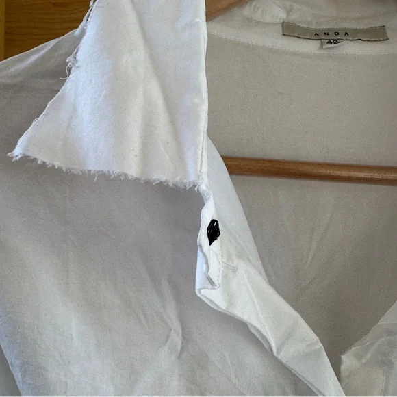 ANDA White Shirt Dress with Yellow Accent - Picture 4 of 7